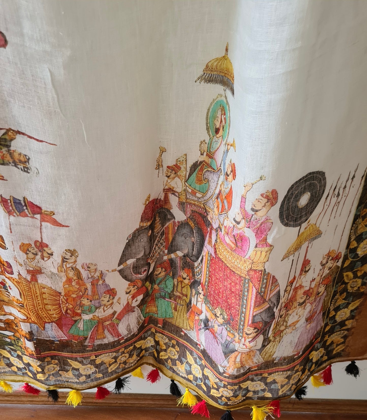 HANDWOVEN Linen by Linen white with Digital prints