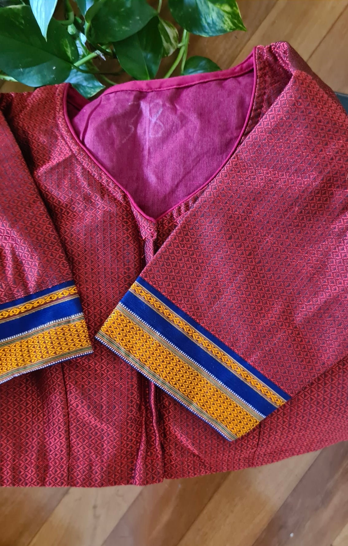 Designer Khun Blouse - Brick Red