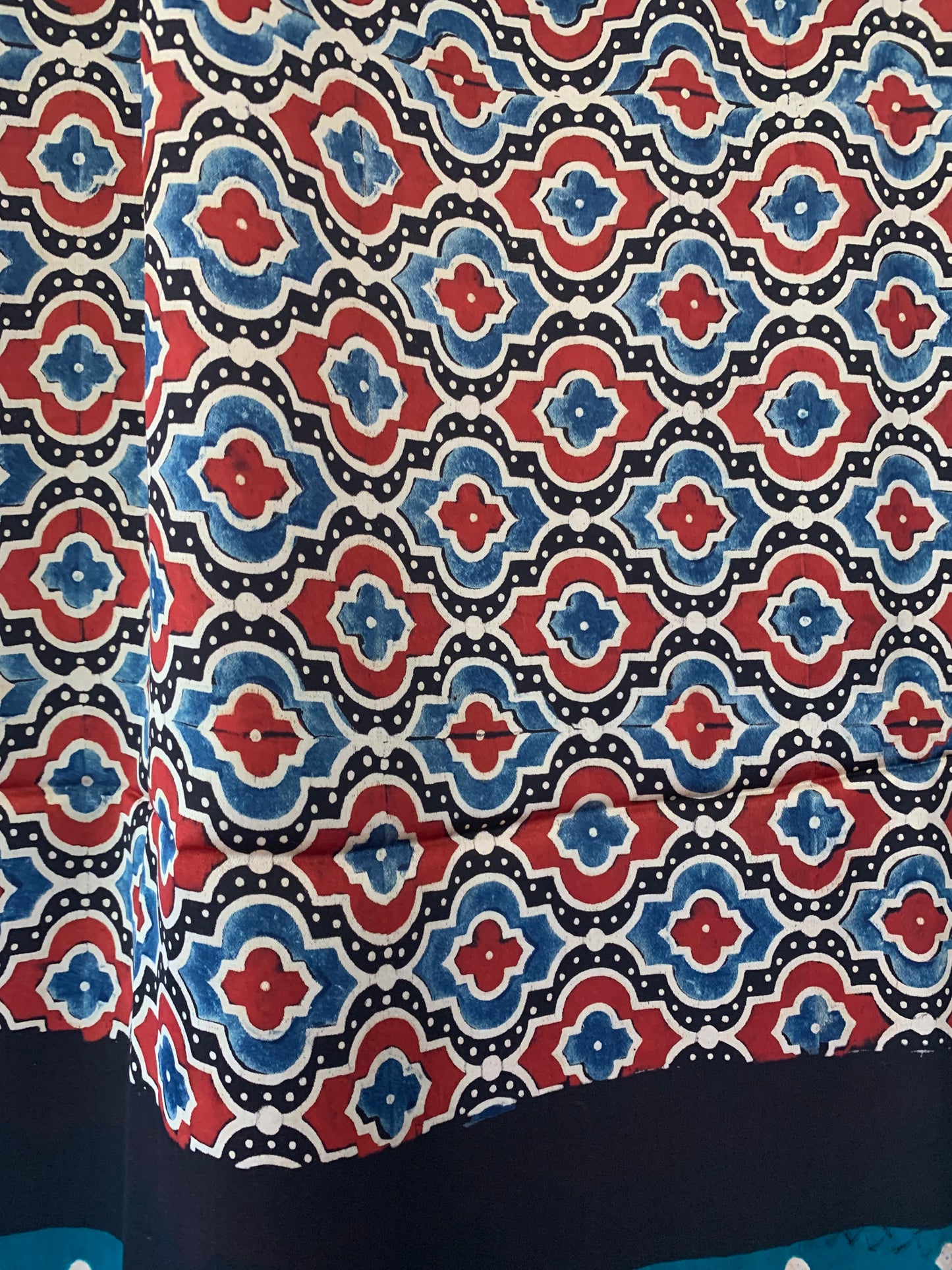 Ajrak Body with Rama Green Bandhani Pallu & Blouse