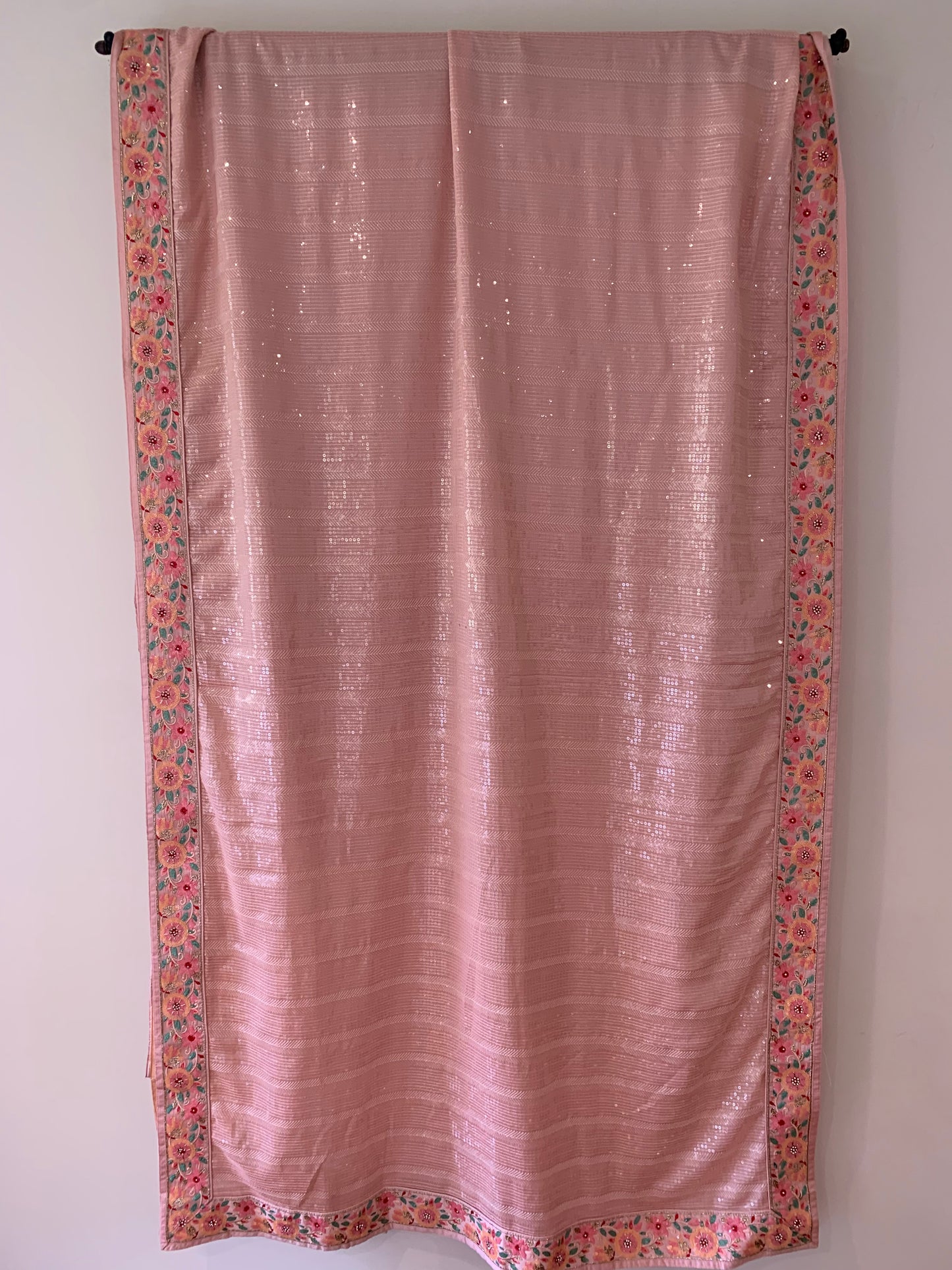 Baby Pink Sequins Saree