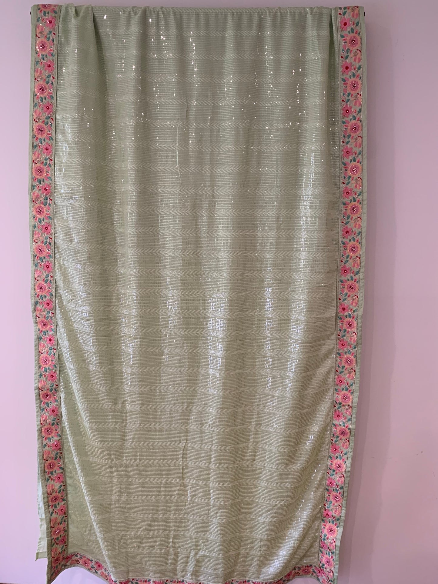 Green Sequins Saree