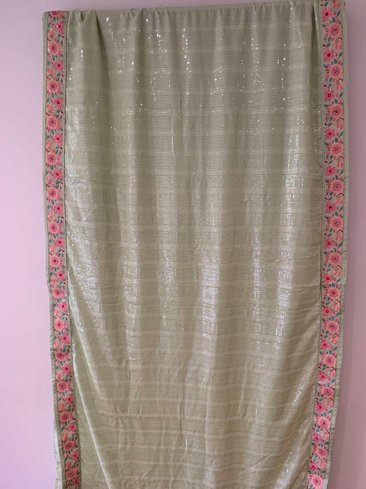 Green Sequins Saree