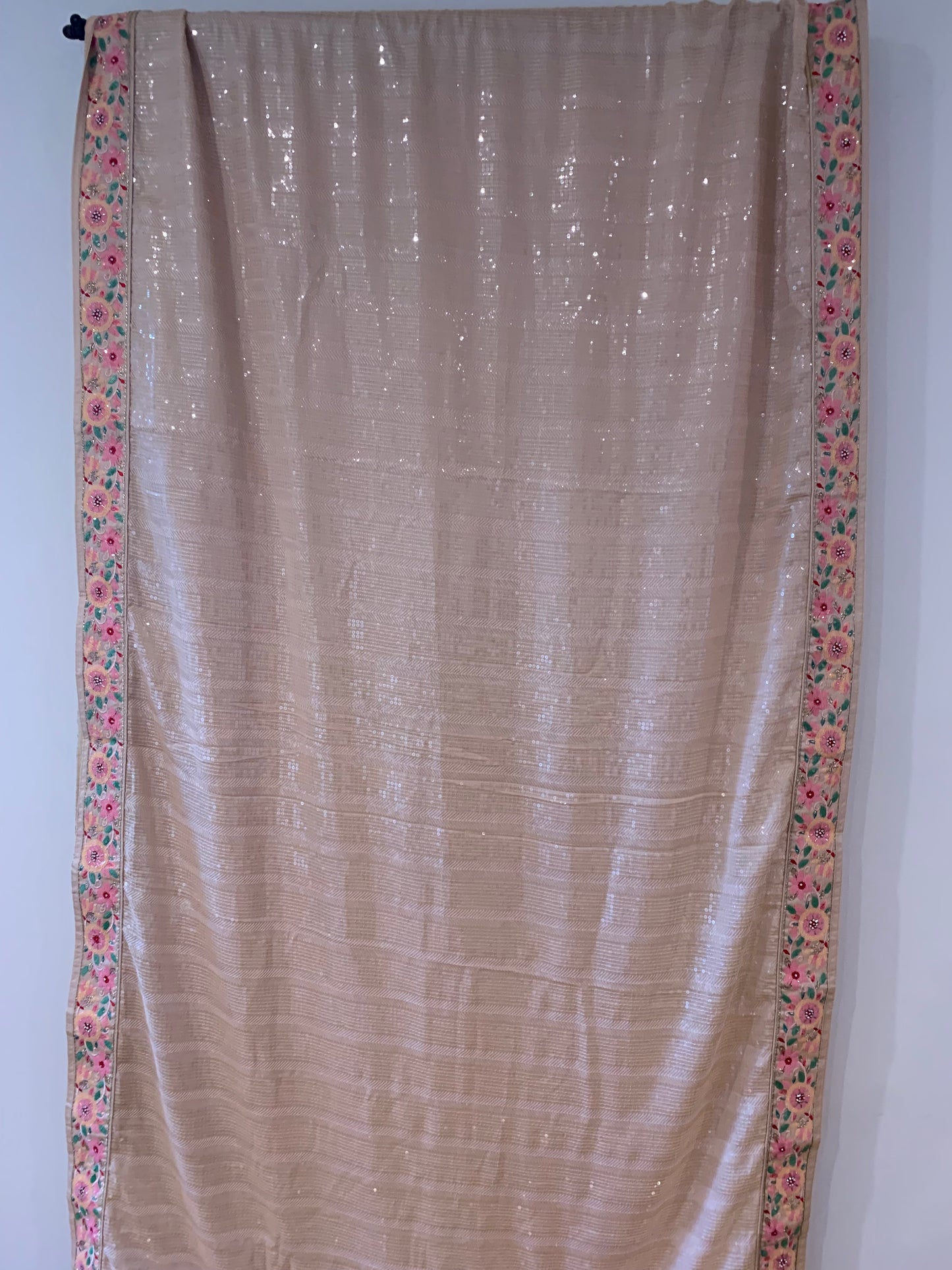 Beige Sequins Saree