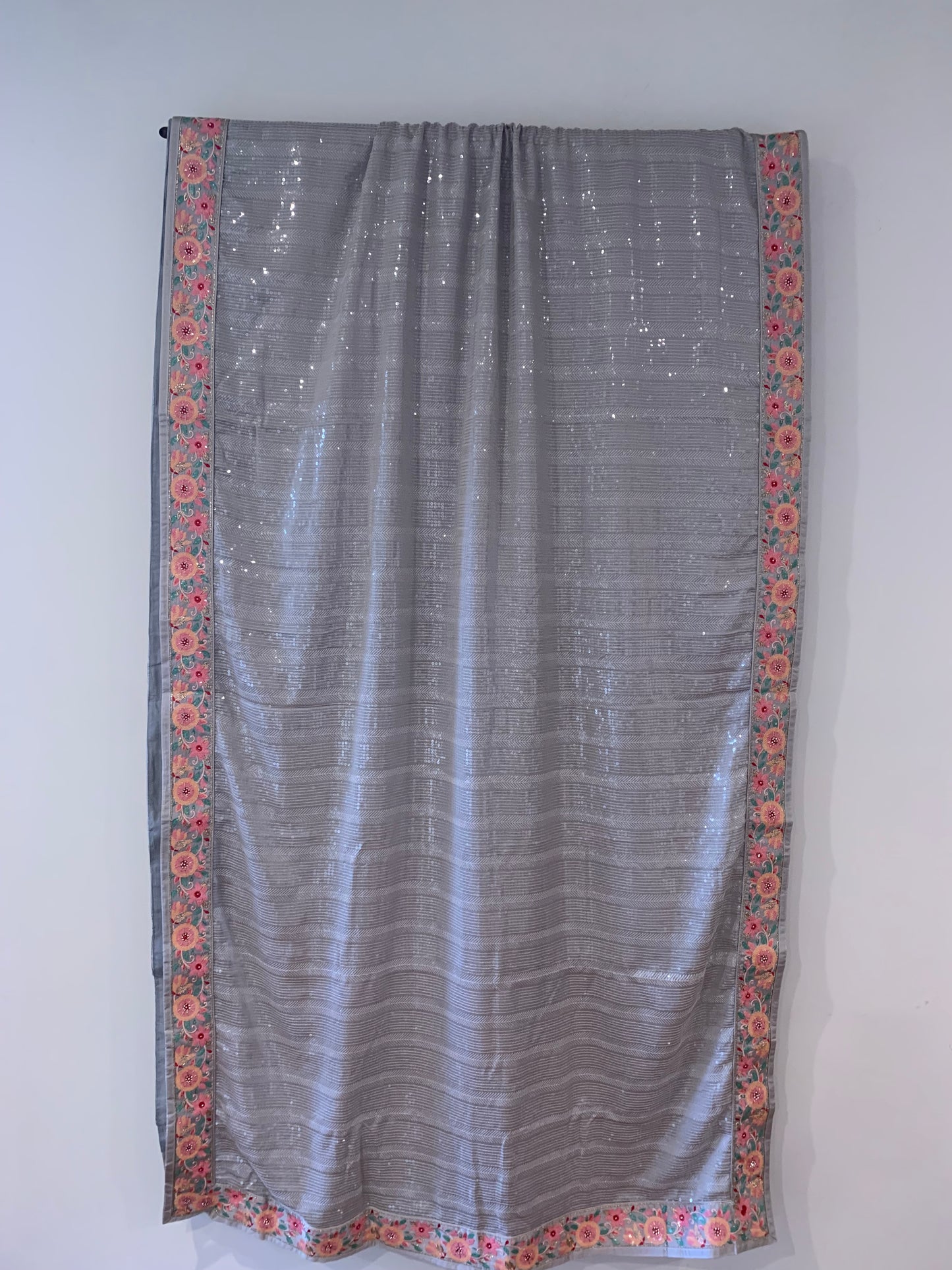 Grey Sequins Saree