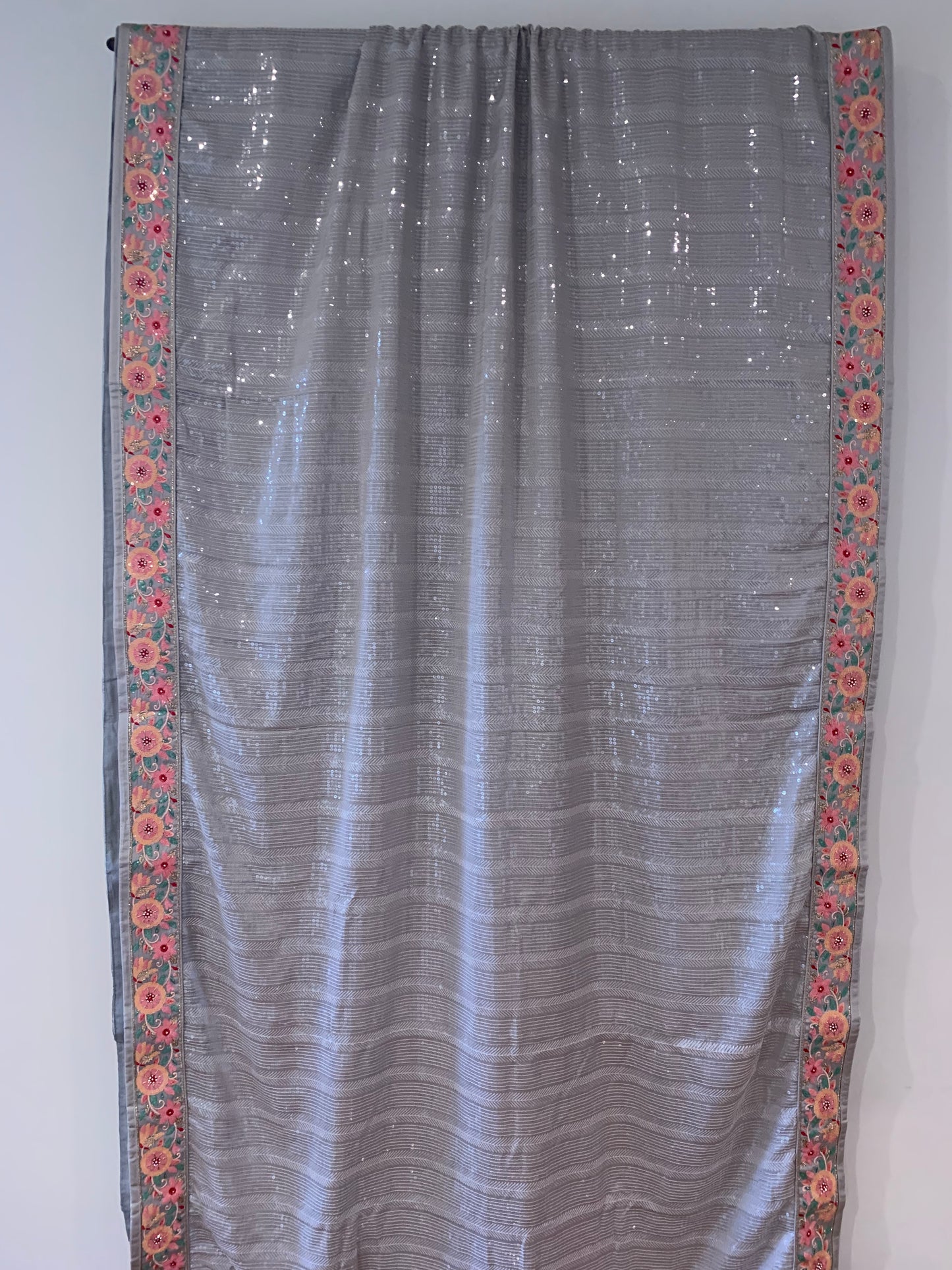 Grey Sequins Saree