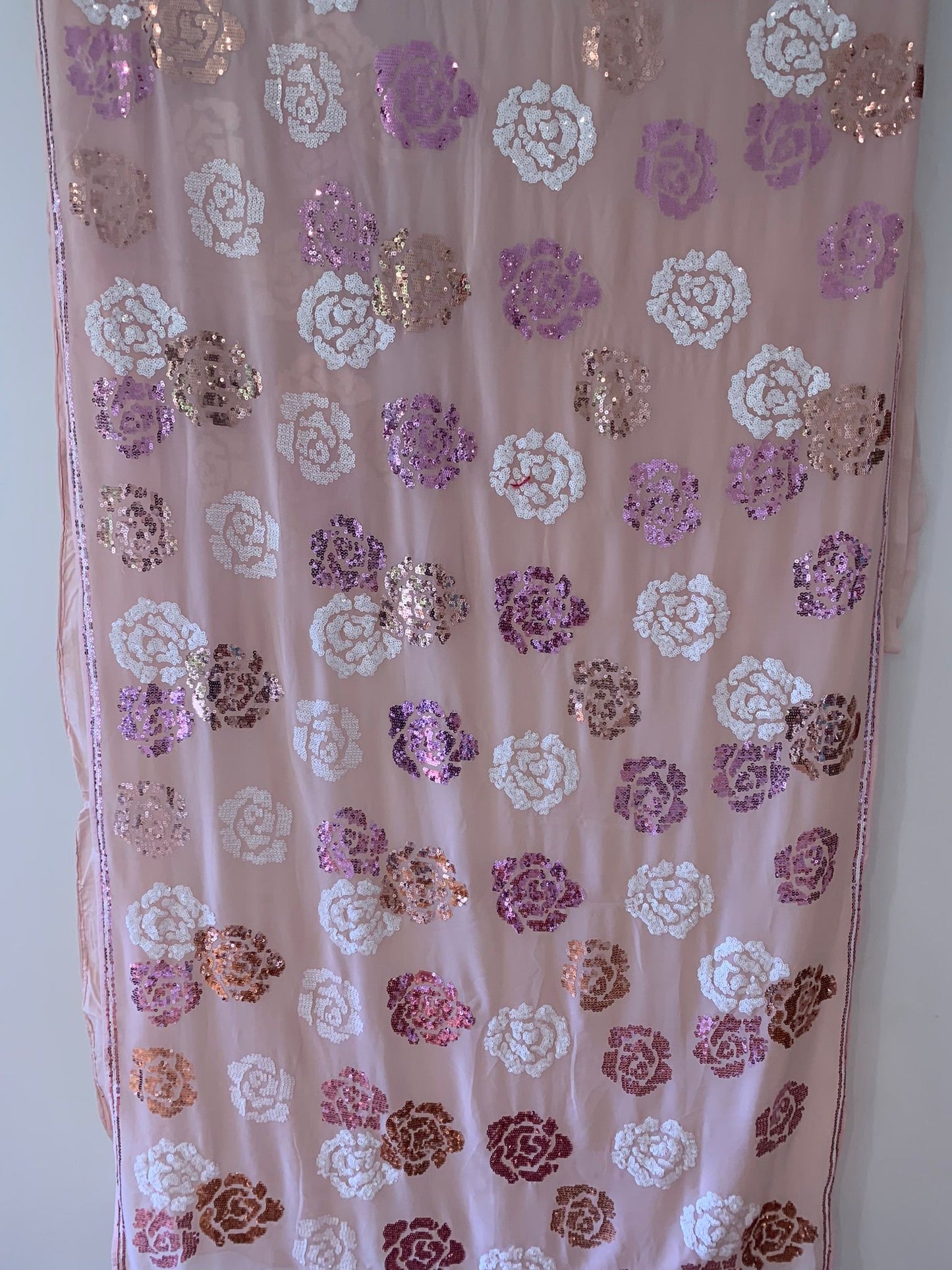 Baby Pink With Rose Sequins