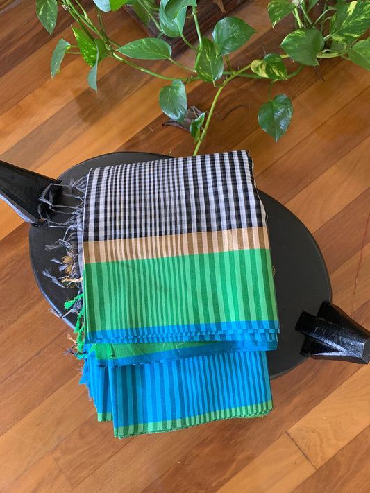 HANDWOVEN Designer Maheswari silk saree in BLACK