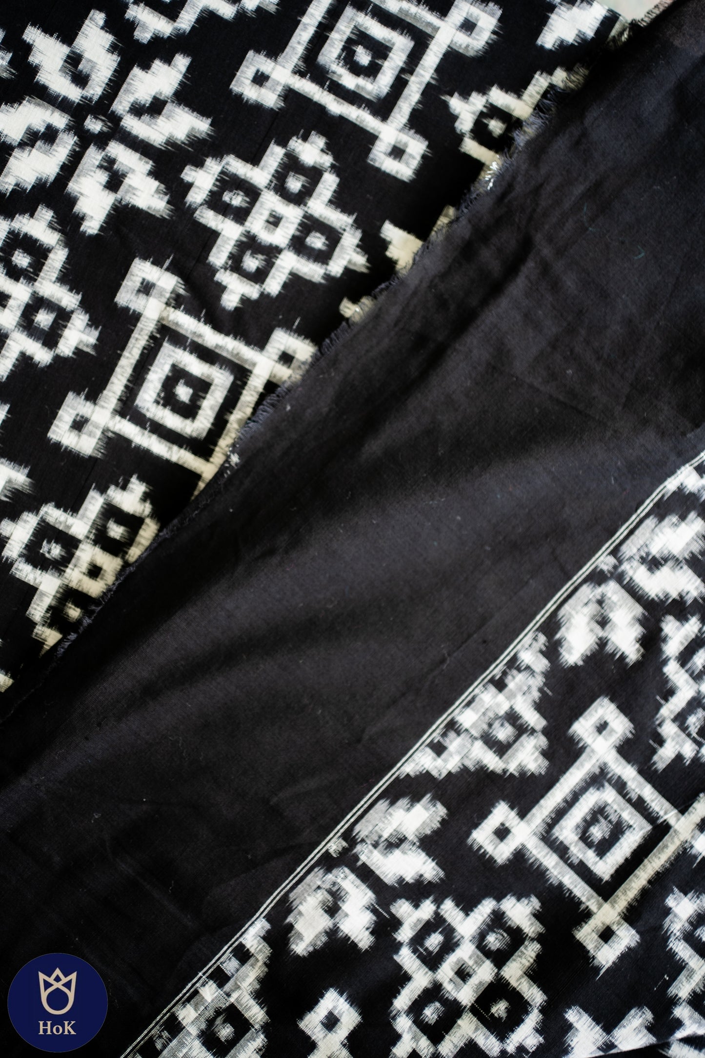 HANDWOVEN Ikkat TELIA rumal cotton in black