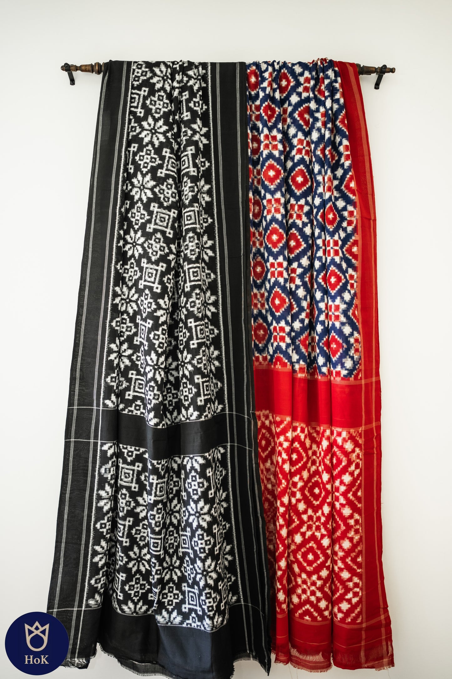 HANDWOVEN Ikkat TELIA rumal cotton in black