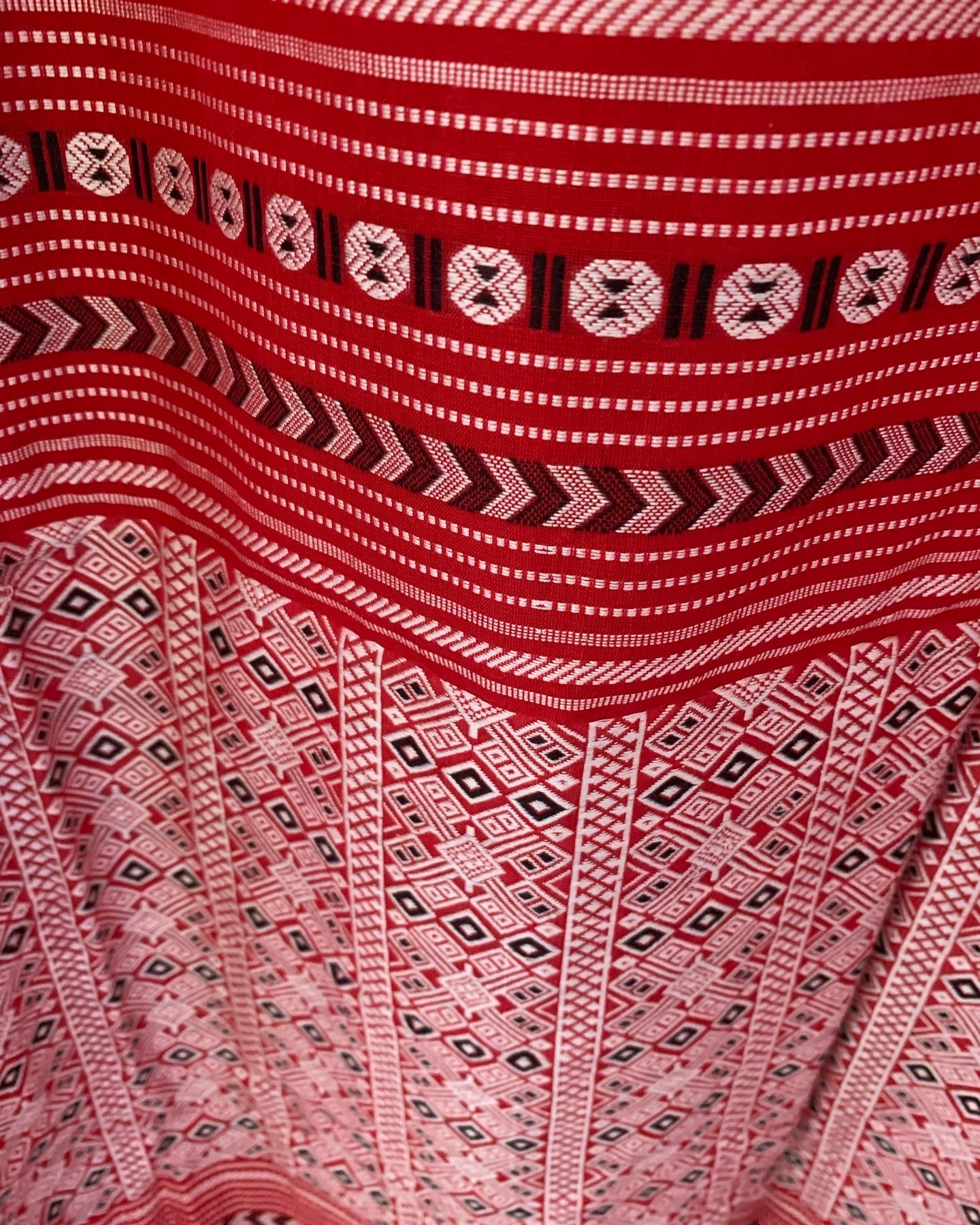 HANDWOVEN Assam Khadi in red
