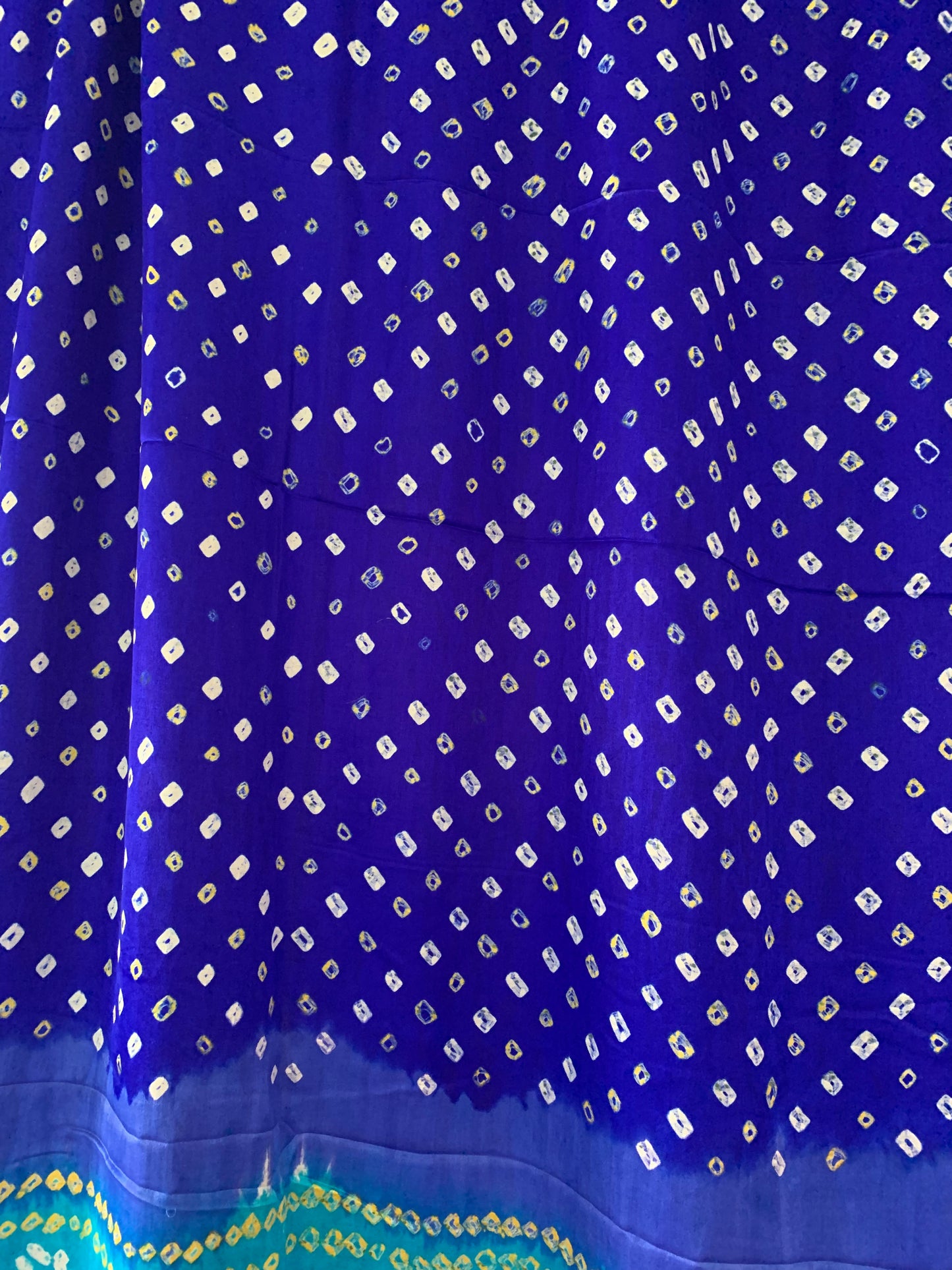 HANDWOVEN BLUE Gajji silk with rainbow Pallu