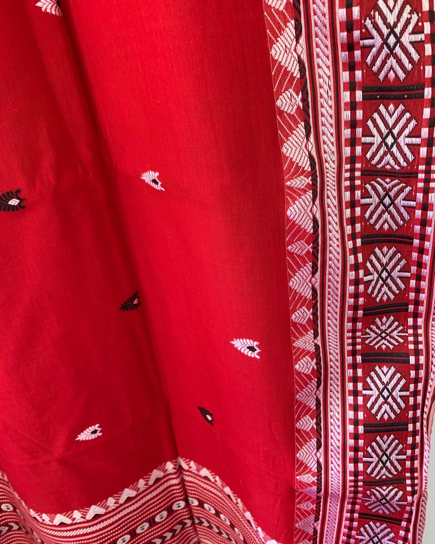 HANDWOVEN Assam Khadi in red