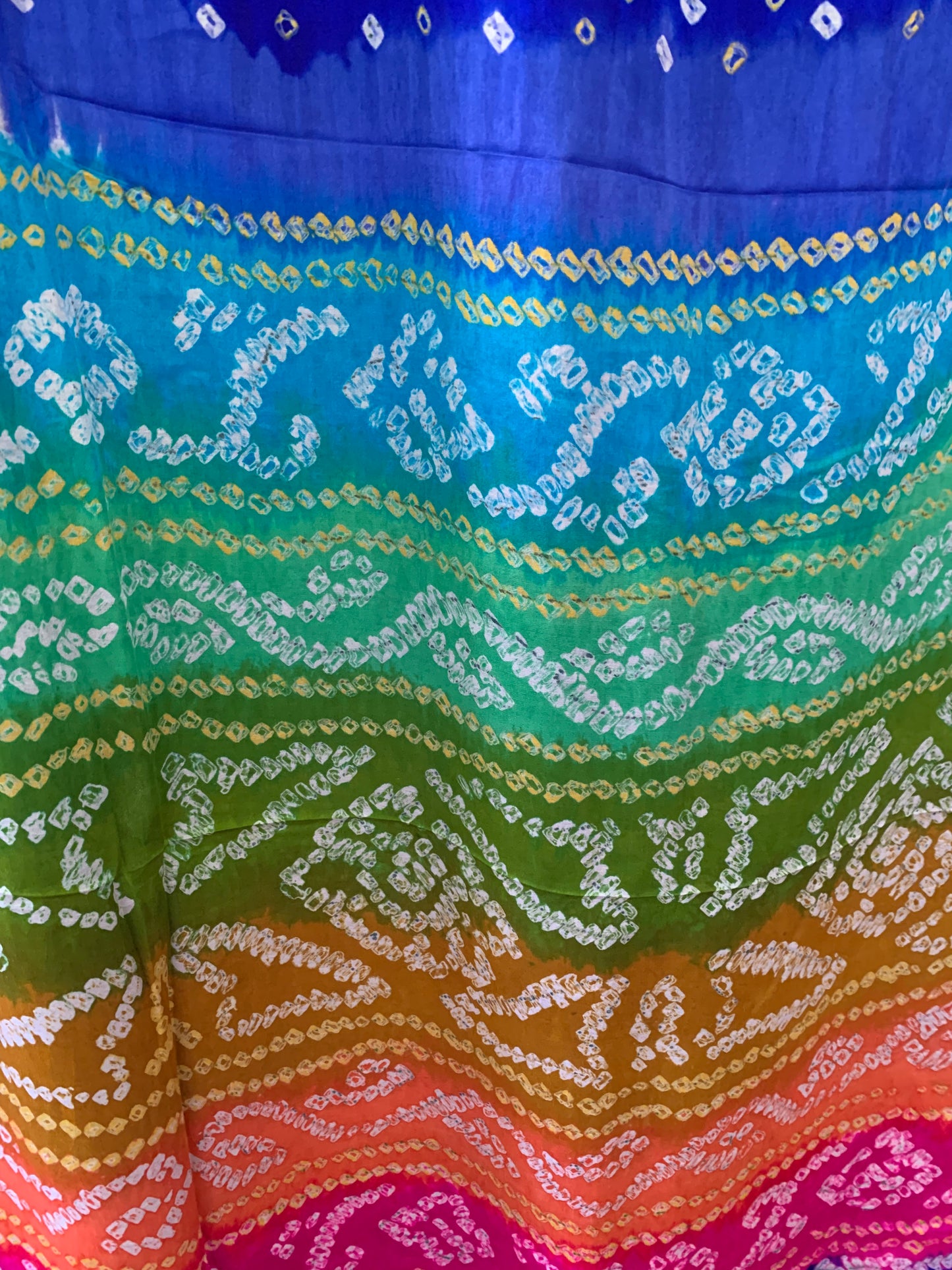 HANDWOVEN BLUE Gajji silk with rainbow Pallu