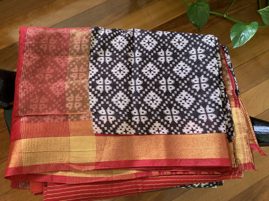 Black Silk cotton with digital prints