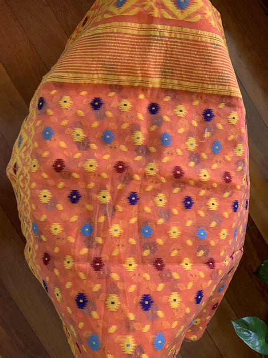 Cotton Jamdani in Orange
