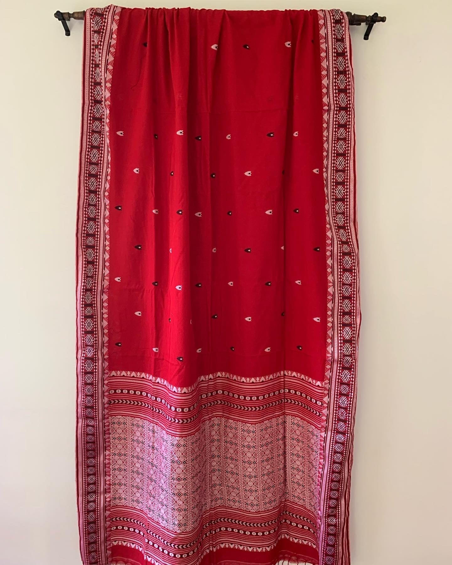 HANDWOVEN Assam Khadi in red
