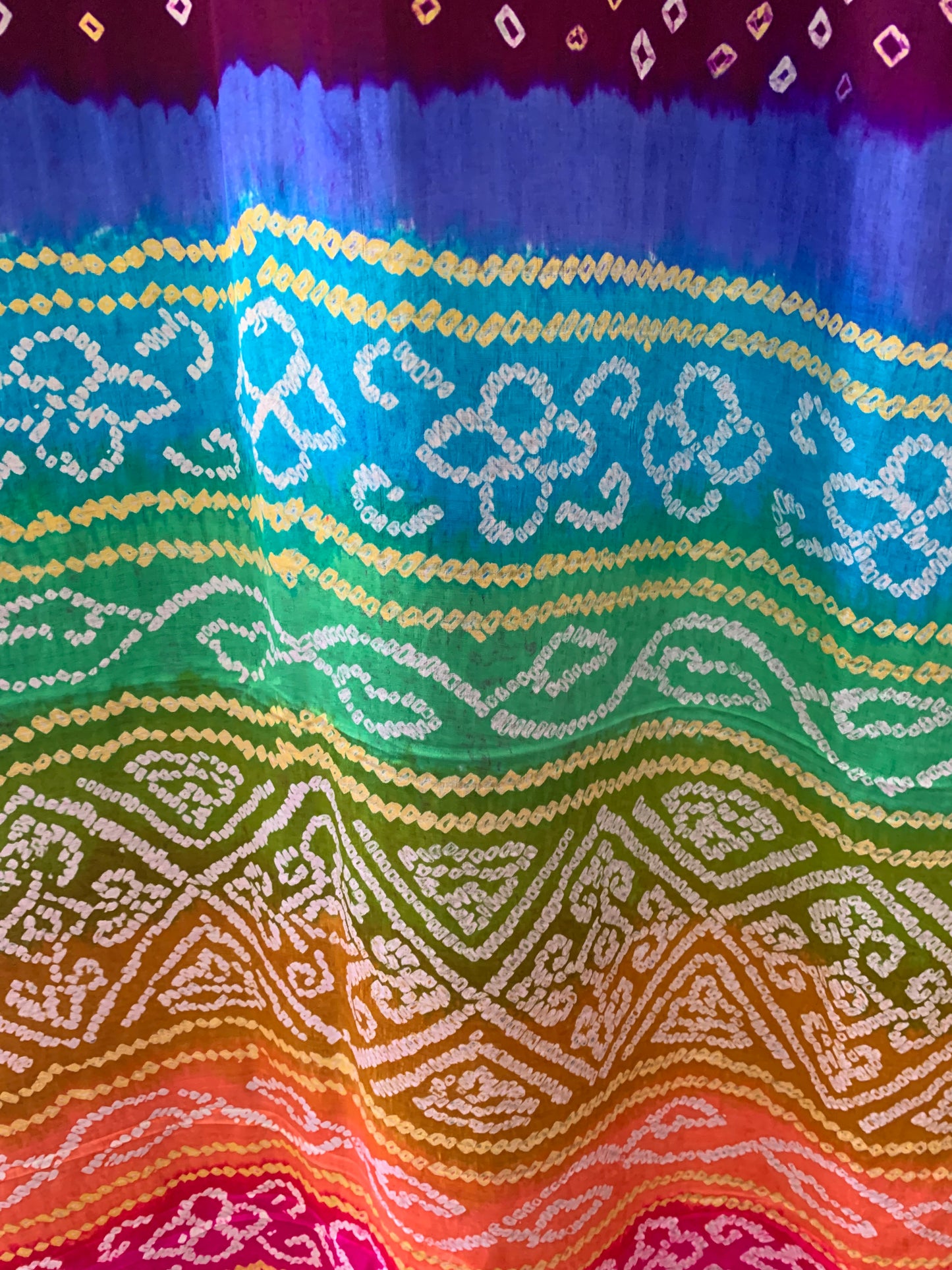HANDWOVEN purple Gajji silk with rainbow Pallu