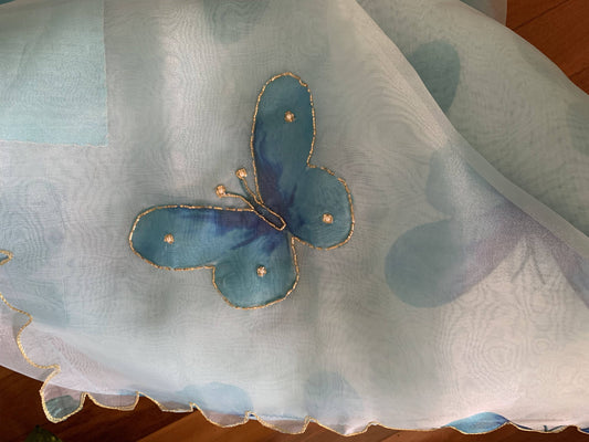 Organza saree in blue with Butterfly