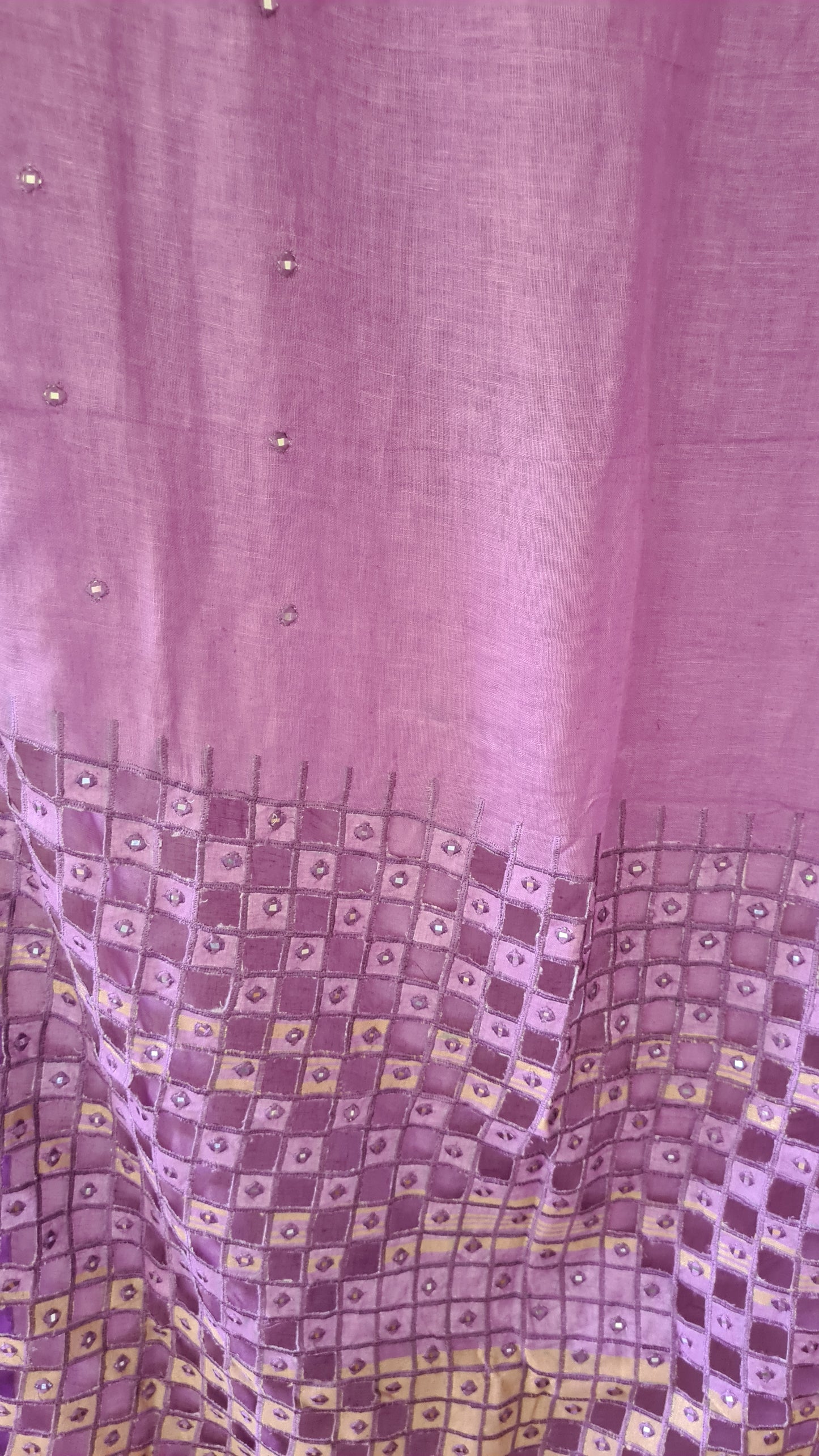 HANDWOVEN Soft Linen by cotton with Cutwork