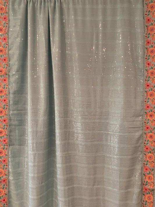 Green Sequins Saree