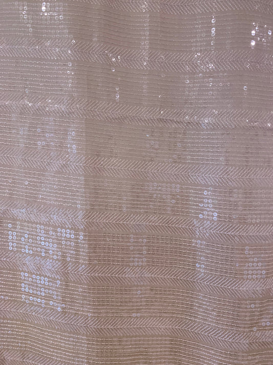 Beige Sequins Saree