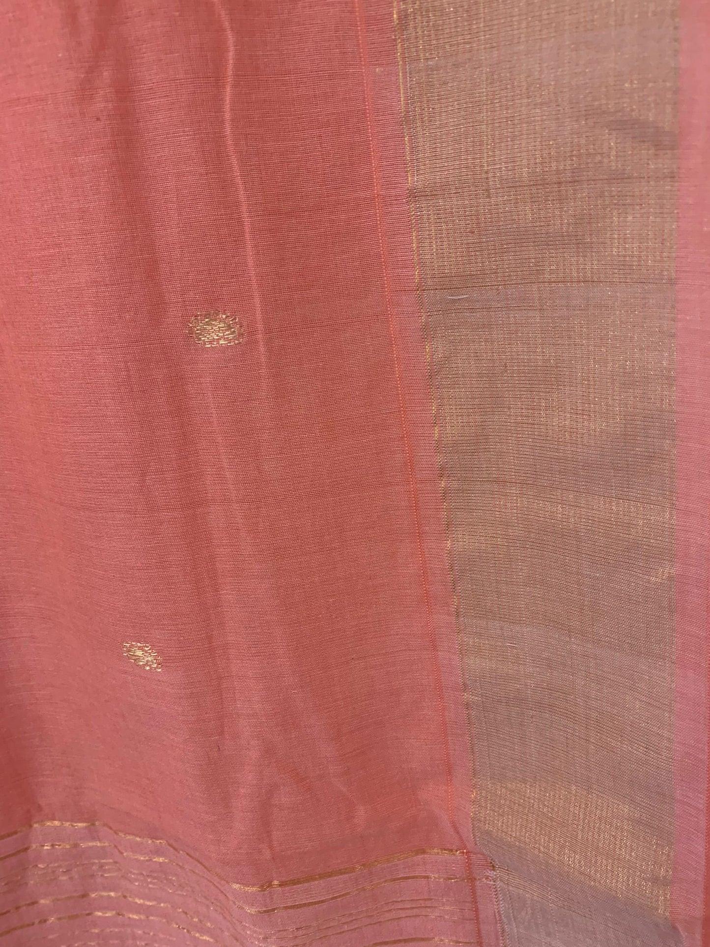 Baby Pink Handloom Cotton Paithani with Parrots pallu