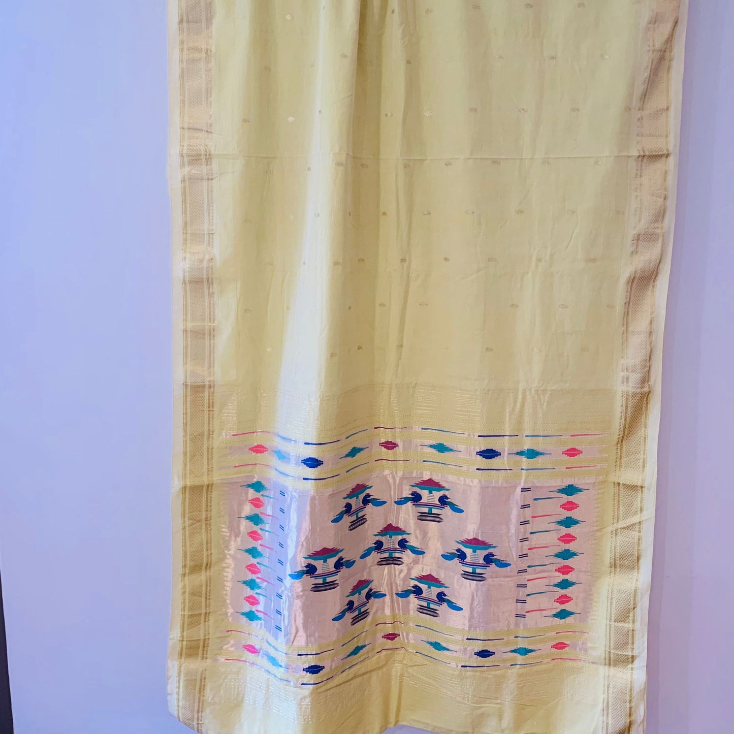 Lemon Yellow Handloom Cotton Paithani