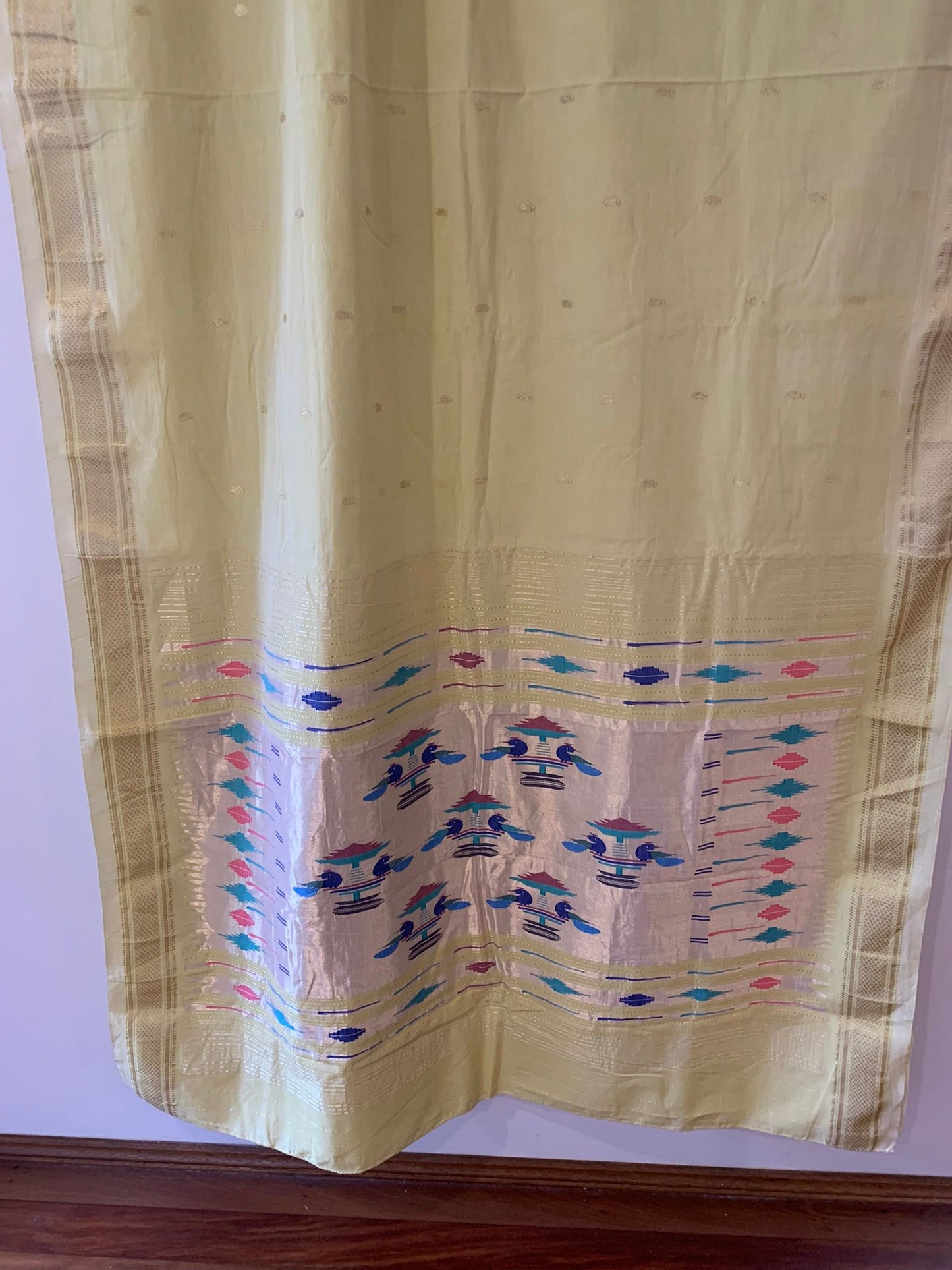 Lemon Yellow Handloom Cotton Paithani