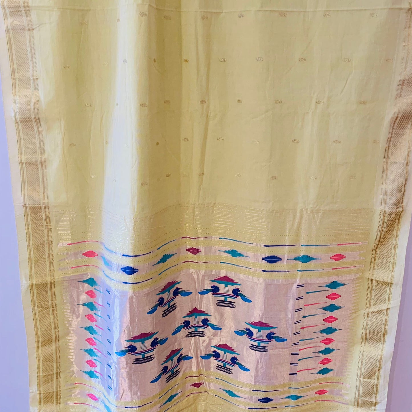 Lemon Yellow Handloom Cotton Paithani