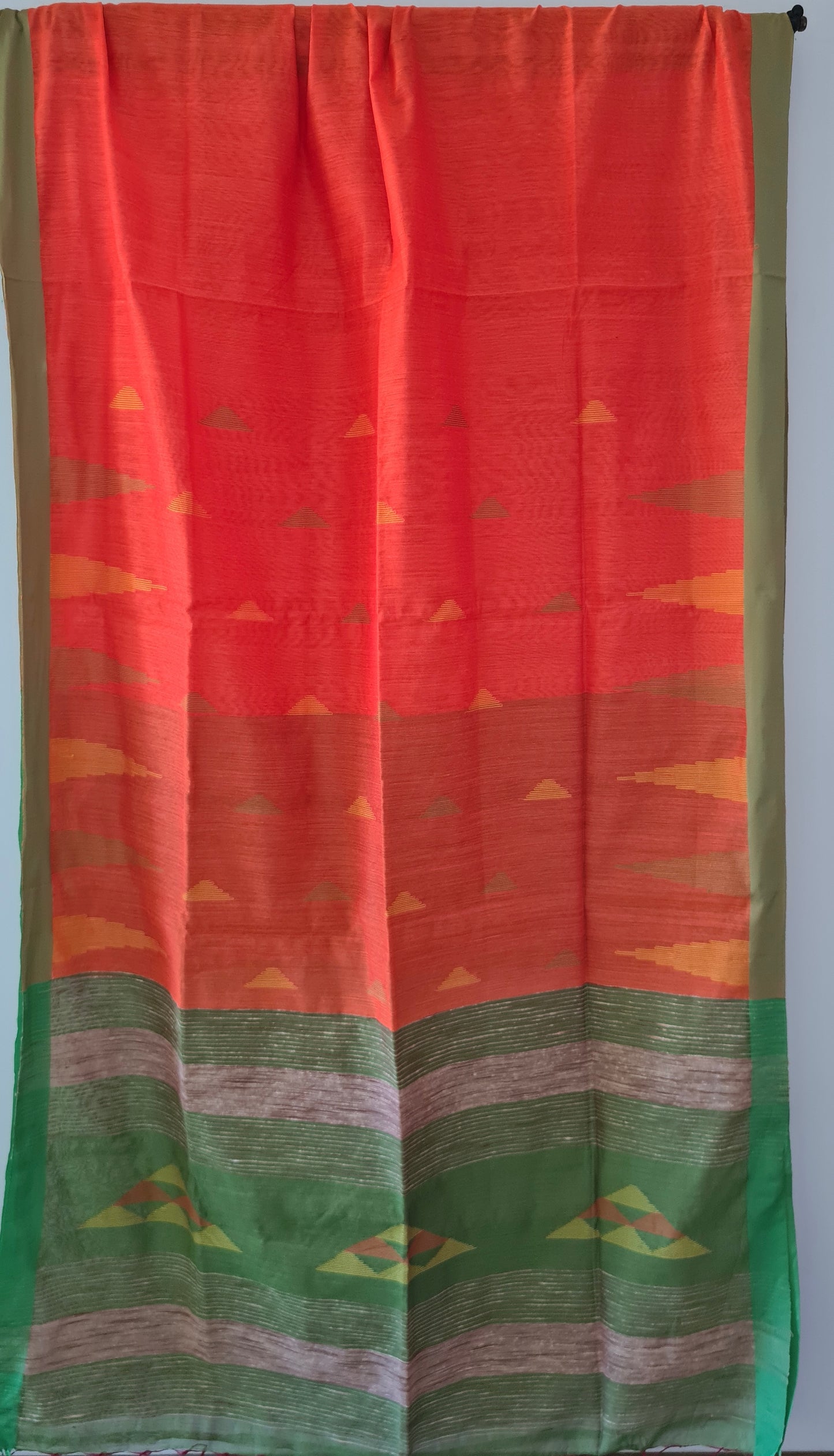 HANDWOVEN - Bengal Cotton in Orange & Green