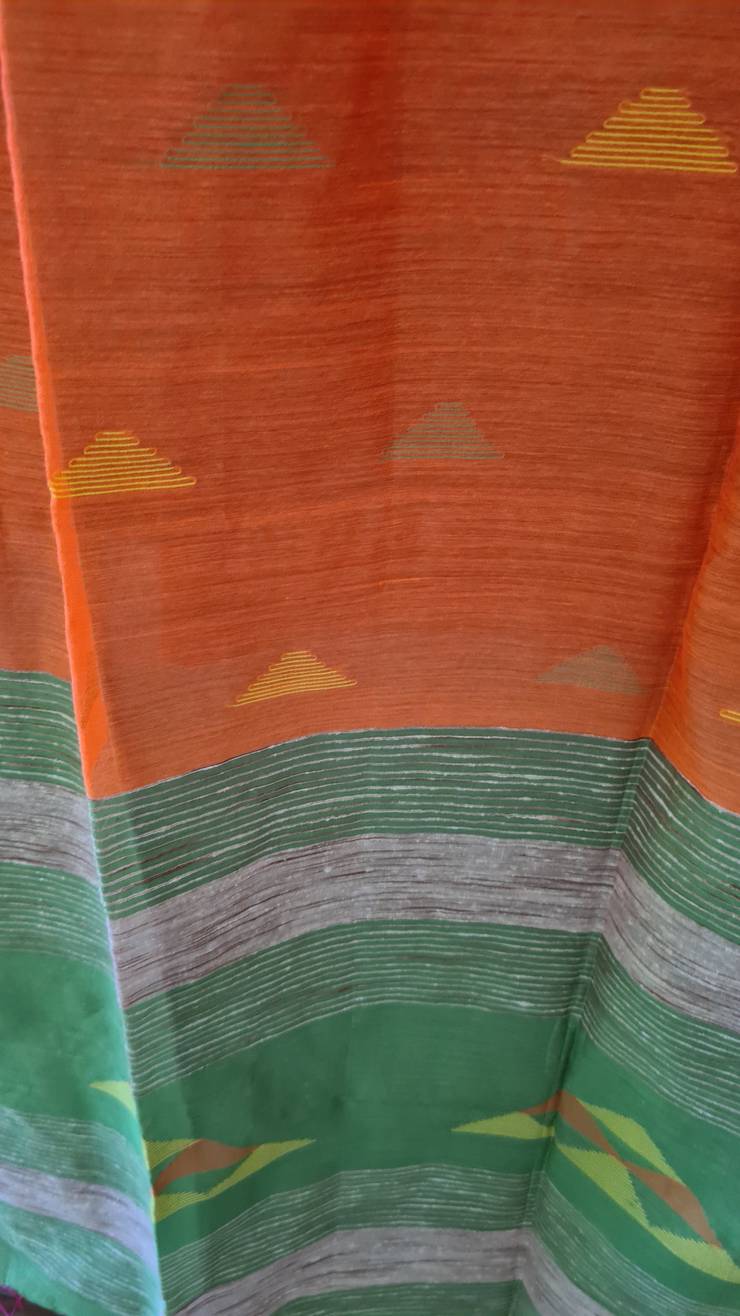 HANDWOVEN - Bengal Cotton in Orange & Green