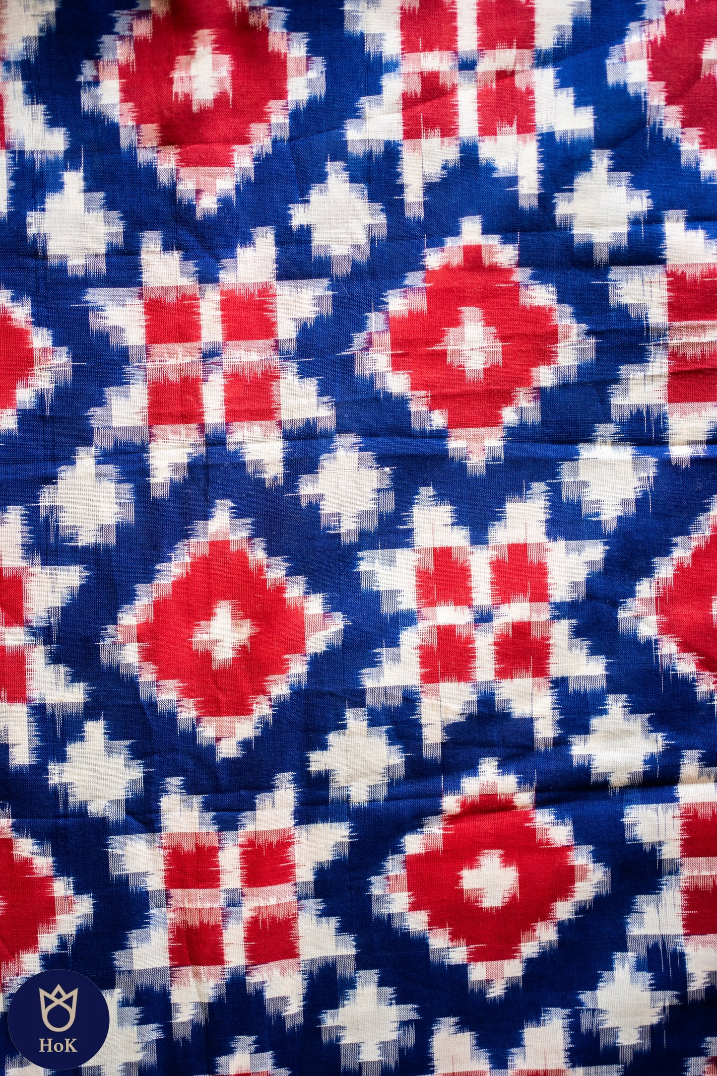 HANDWOVEN Ikat TELIA rumal cotton in blue & red