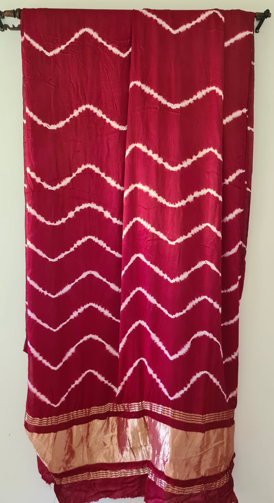 HANDWOVEN RED Shibori on modal silk