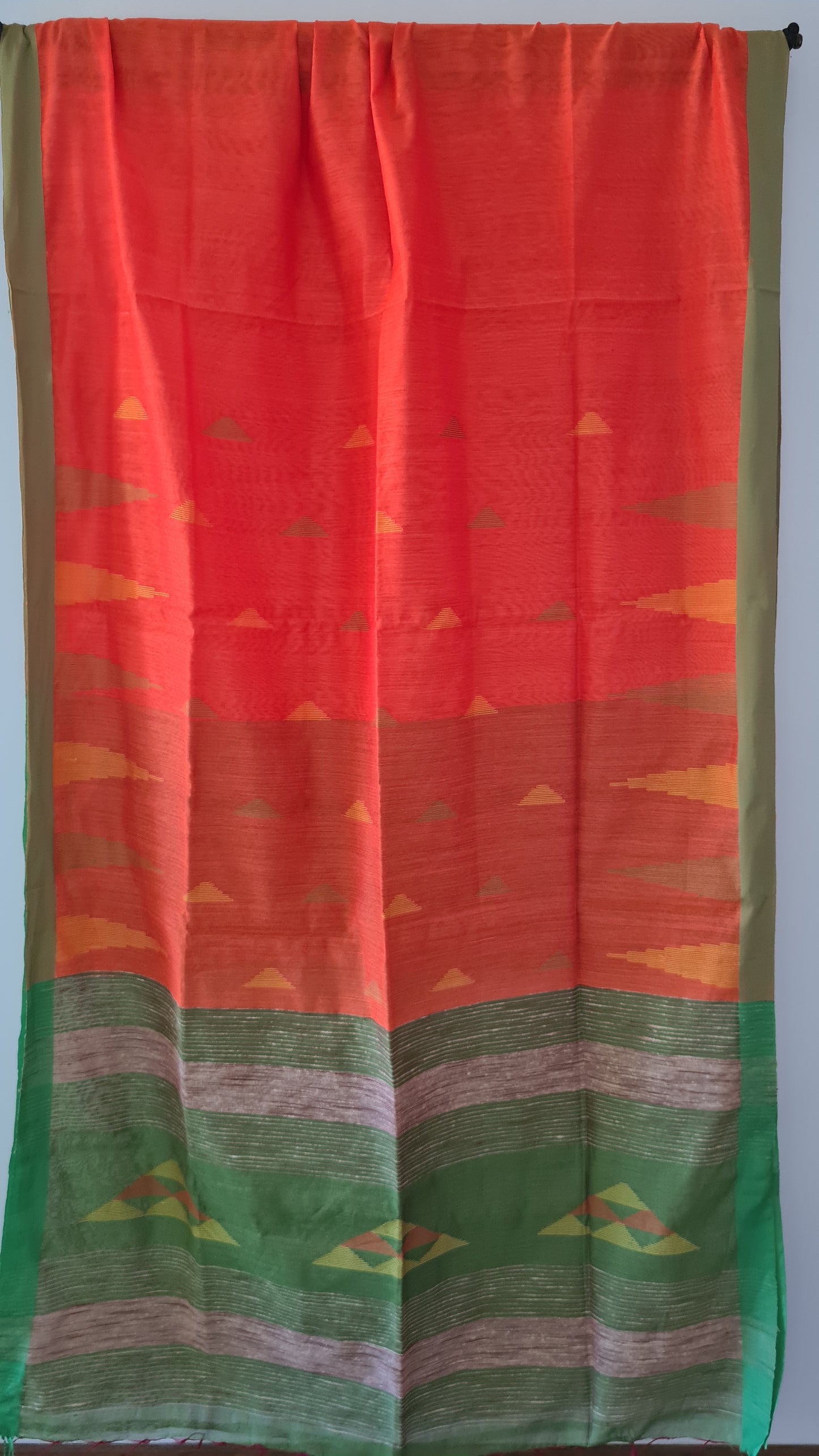 HANDWOVEN - Bengal Cotton in Orange & Green