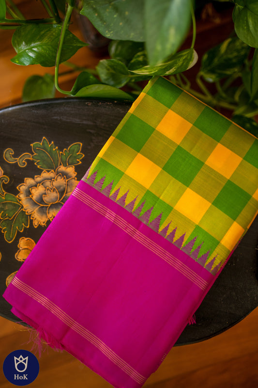 HANDWOVEN Green palum pazamum Kattam Kanchipuram | SILK MARK certified