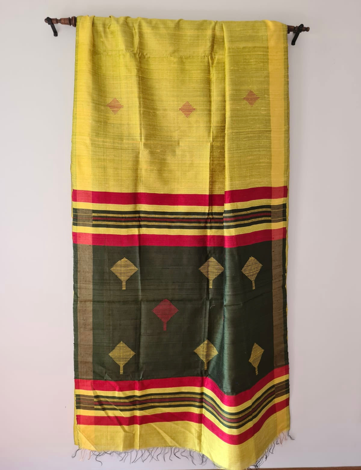 Handwoven Dupion Raw silk saree in yellow | SILK MARK Certified