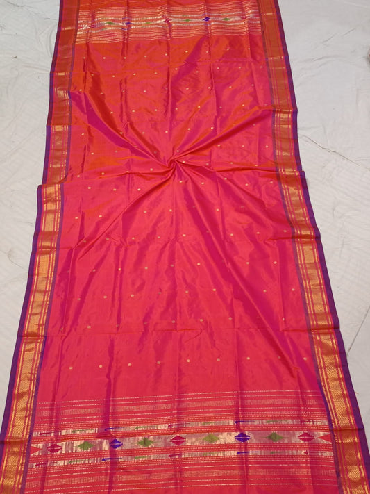 Pure SILK Orange Duppatta in Paithani | SILK MARK certified