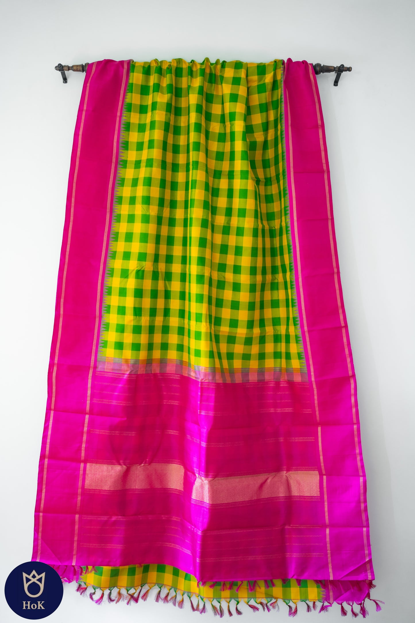 HANDWOVEN Green palum pazamum Kattam Kanchipuram | SILK MARK certified