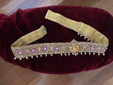 Hip Belt – Gold with Red Flower and Lakshmi